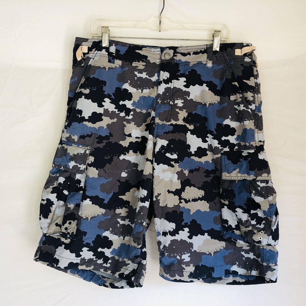 Paul Smith Shorts Mens Large Blue Camo Cargo Nylon Summer Swim Trunks Pockets